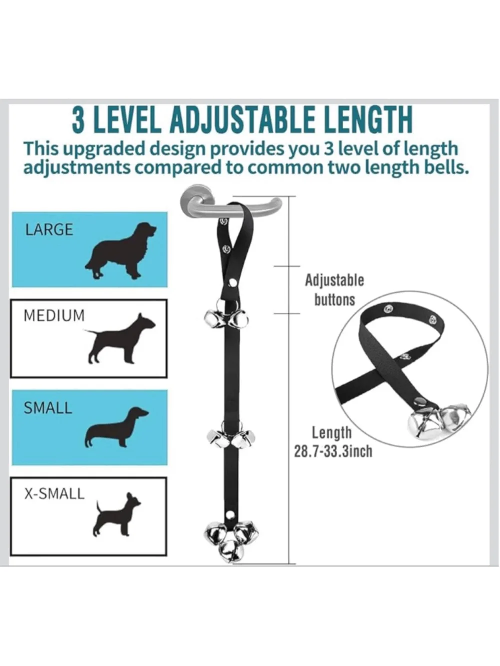 Dog Potty Training Doorbell Bells Training Bells One Size Black Silver Obedience